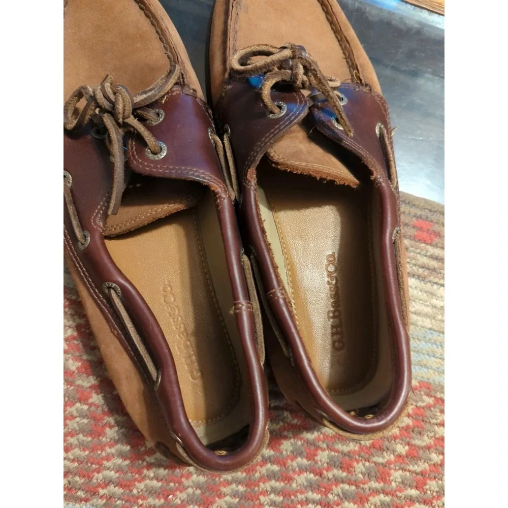 GH Bass & Co Two Brown Leather Boat Shoes Slip On Lace Up Men's Size‎ 8 M